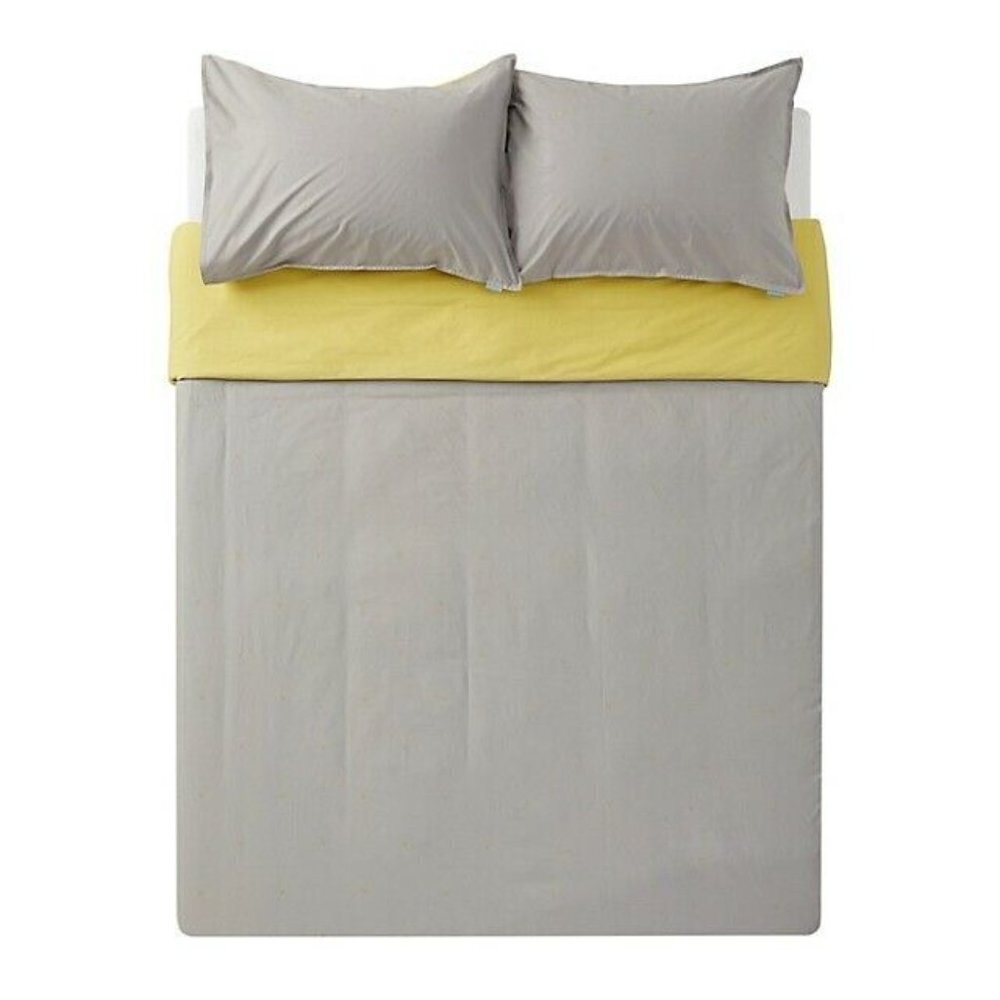 Bluebellgray Cotton Sateen 3-Piece Duvet Cover Set Color Grey Queen Size
